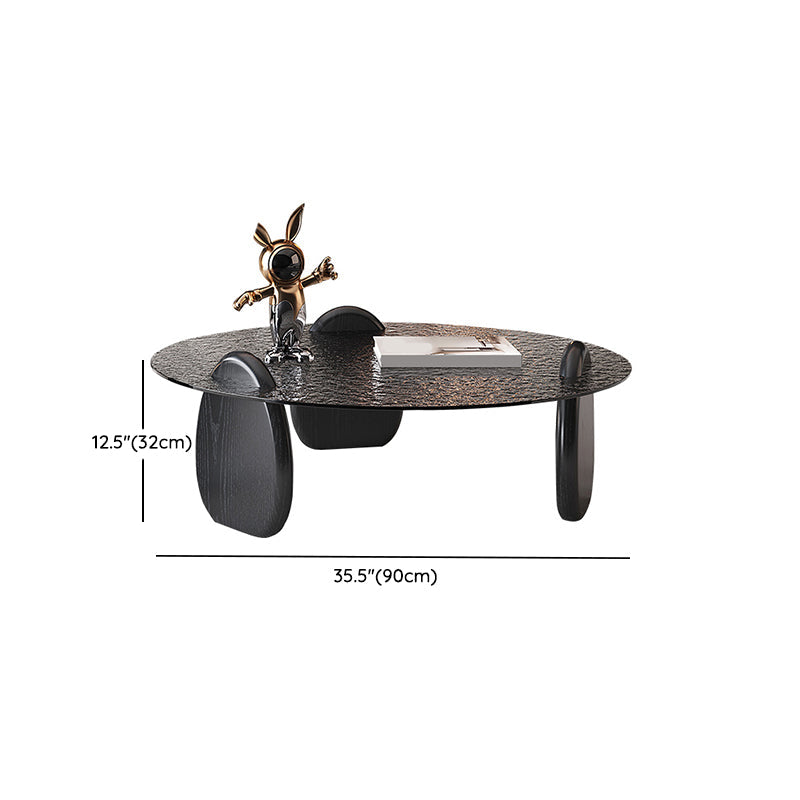 Glass Top Coffee Table Black Modern Round 3 Legs Cocktail Table Clearhalo 'Coffee & Accent Tables' 'Coffee Tables' 'coffee_tables' 'furn' 'furn_coffee_tables' 'Furniture' 'Living Room Furniture' 7258677