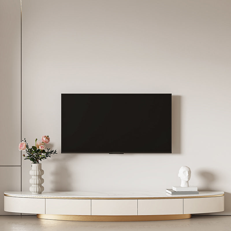 Modern TV Console Stone Media Console TV Stand with 3 Drawers 87"L x 16"W x 14"H Gold Clearhalo 'furn' 'furn_tv_stands_entertainment_centers' 'Furniture' 'Living Room Furniture' 'TV Stands & Entertainment Centers' 'TV Stands & Media Storage Furniture' 'tv_stands_entertainment_centers' 7258973