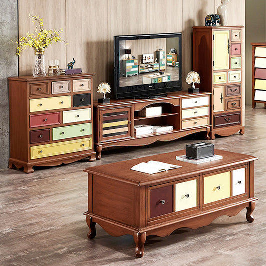 Coastal Storage Chest Dresser Solid Wood Dresser with Multi Drawers