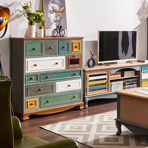 Tocador de cofre de almacenamiento costero con tocador de madera sólida con múltiples cajones para dormitorio