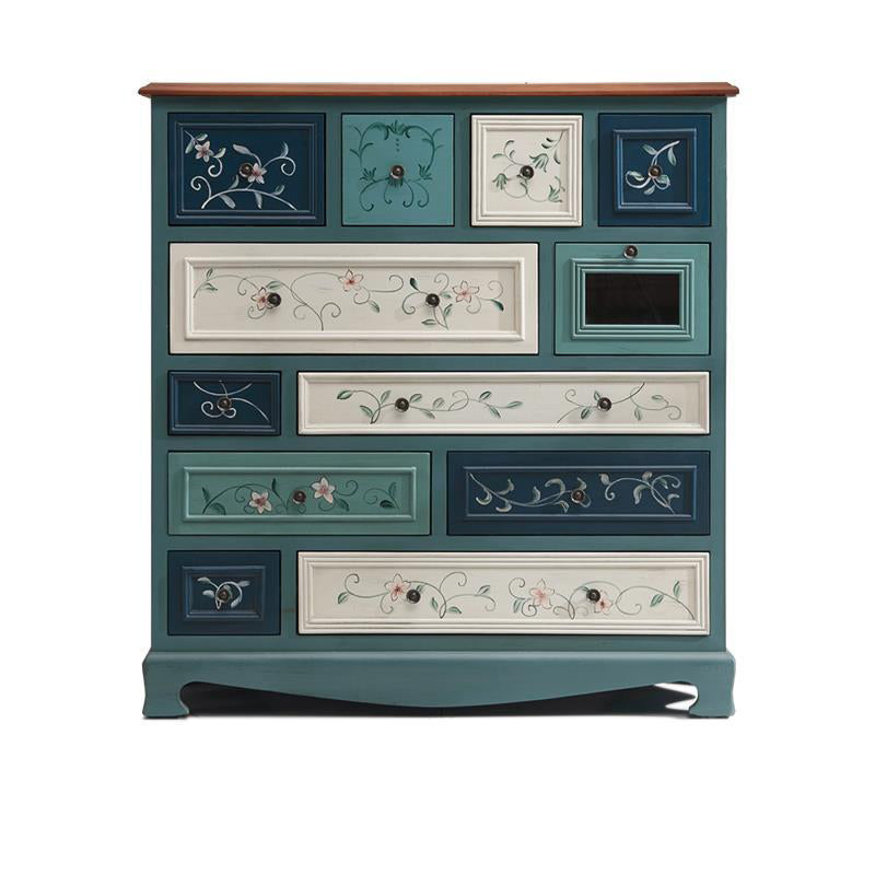 Tocador de cofre de almacenamiento costero con tocador de madera sólida con múltiples cajones para dormitorio