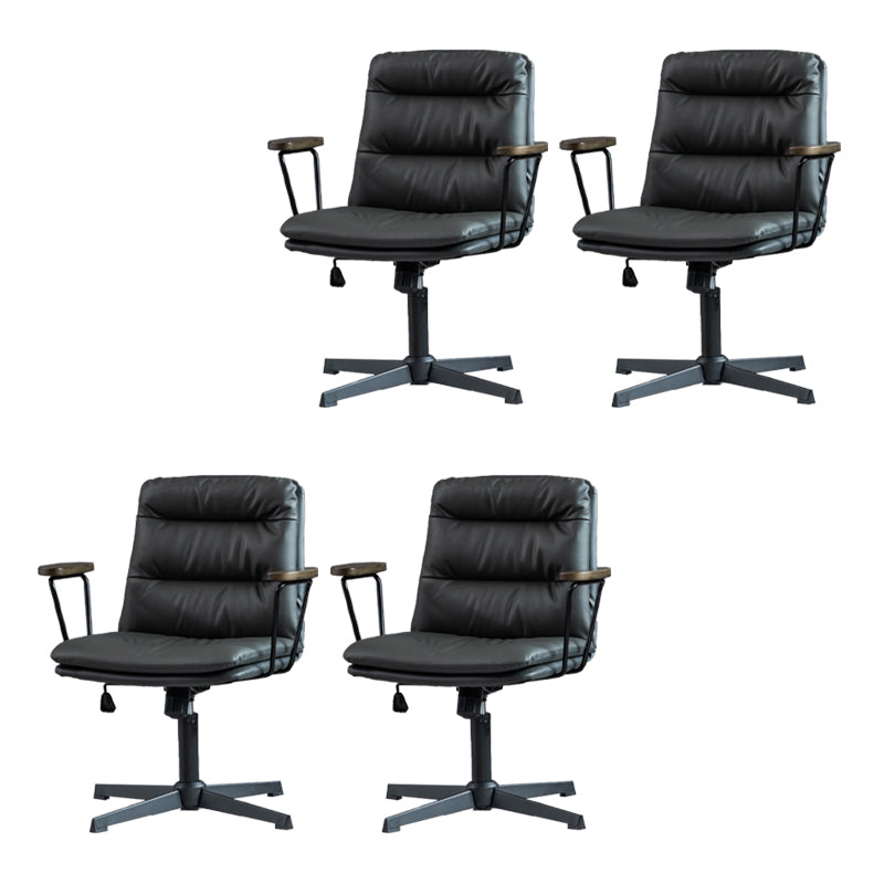 Chaise de bureau à bras fixes en cuir sans chaise de bureau ergonomique pénible avec roues