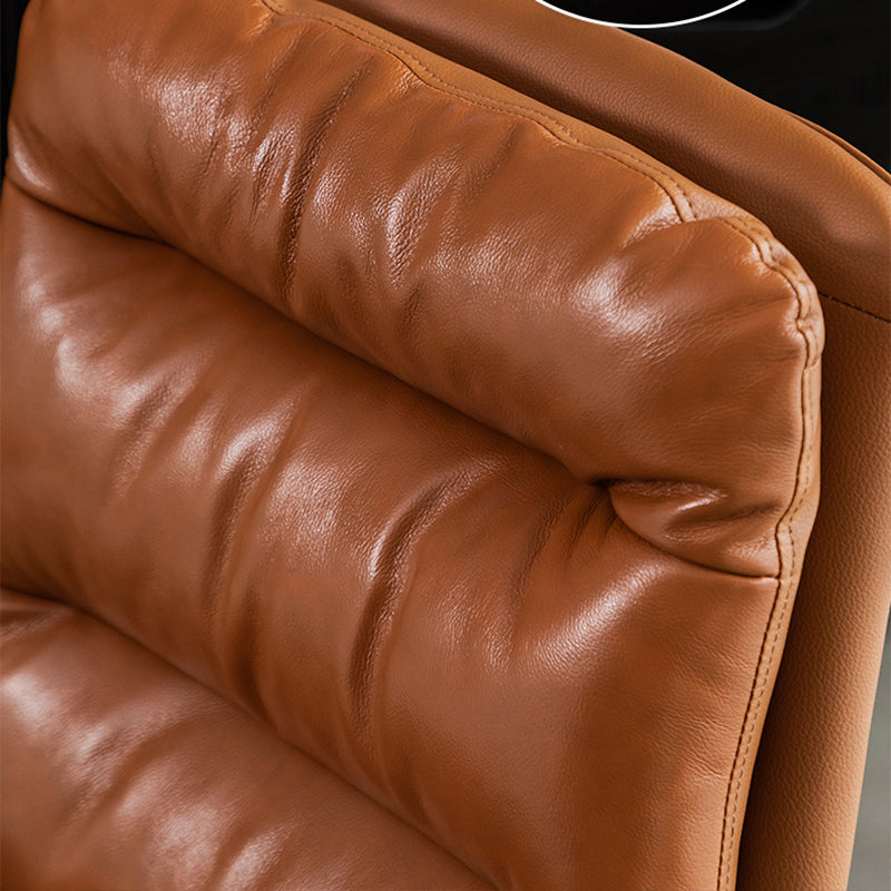 Chaise de bureau à bras fixes en cuir sans chaise de bureau ergonomique pénible avec roues