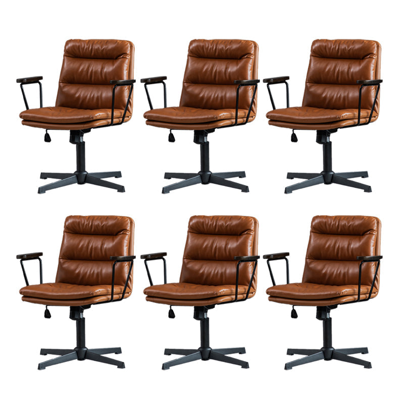 Chaise de bureau à bras fixes en cuir sans chaise de bureau ergonomique pénible avec roues