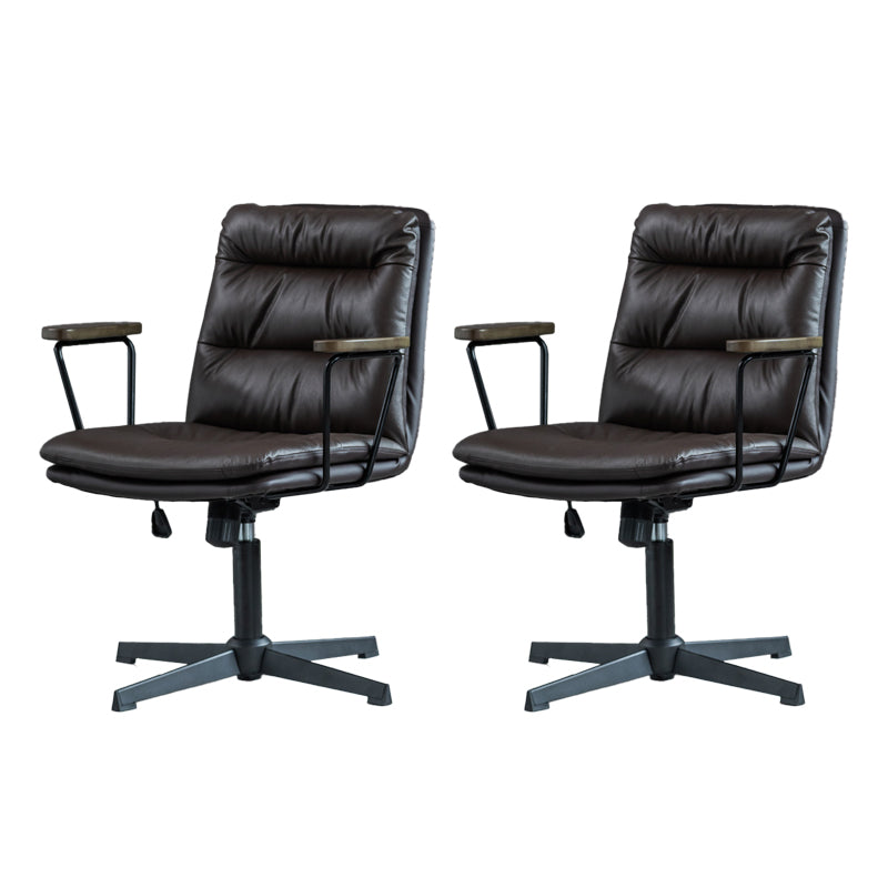 Chaise de bureau à bras fixes en cuir sans chaise de bureau ergonomique pénible avec roues