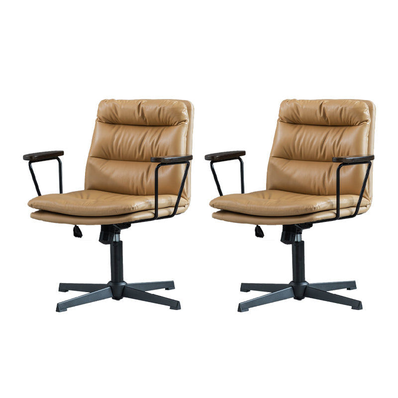 Chaise de bureau à bras fixes en cuir sans chaise de bureau ergonomique pénible avec roues