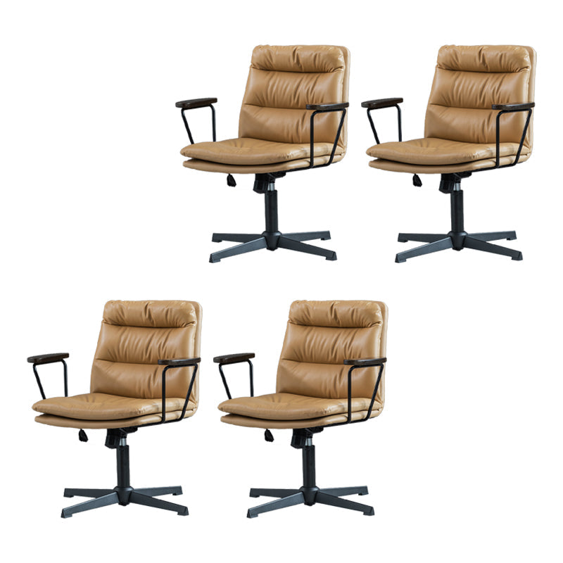 Chaise de bureau à bras fixes en cuir sans chaise de bureau ergonomique pénible avec roues