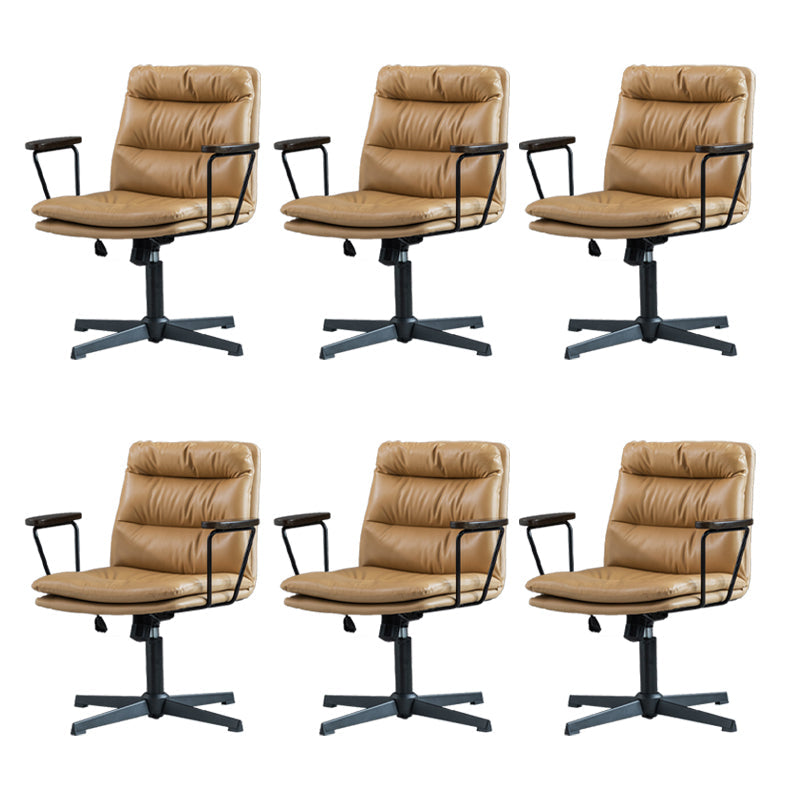 Chaise de bureau à bras fixes en cuir sans chaise de bureau ergonomique pénible avec roues