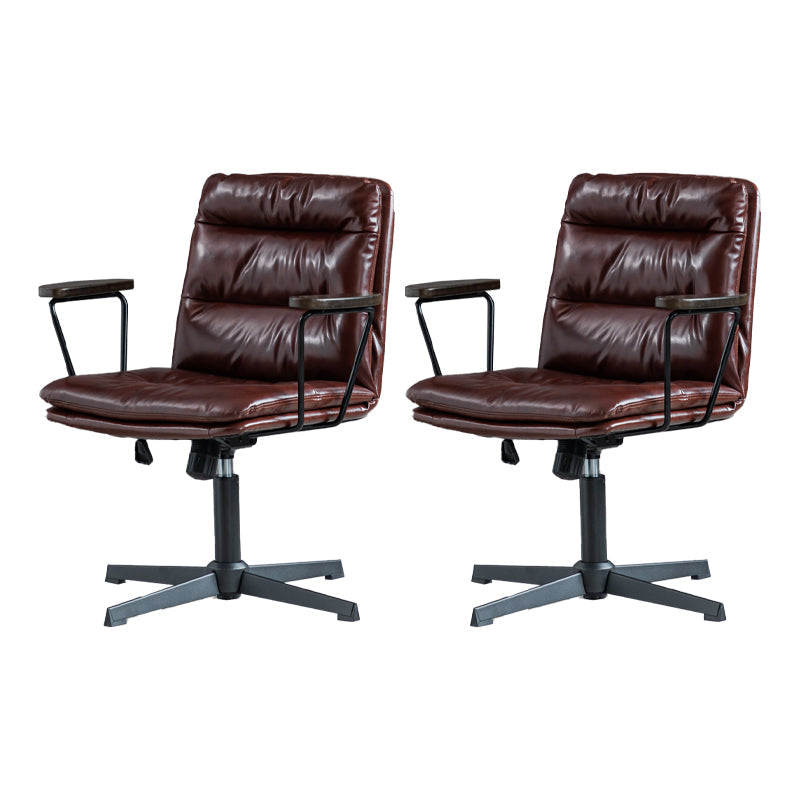 Chaise de bureau à bras fixes en cuir sans chaise de bureau ergonomique pénible avec roues