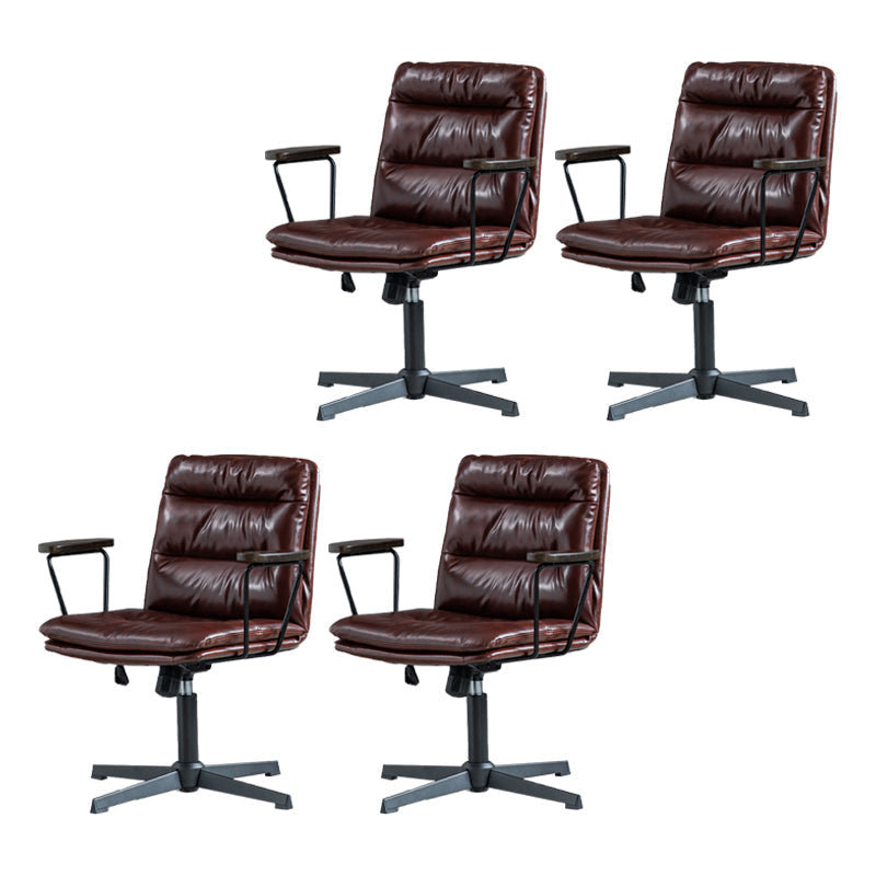 Chaise de bureau à bras fixes en cuir sans chaise de bureau ergonomique pénible avec roues