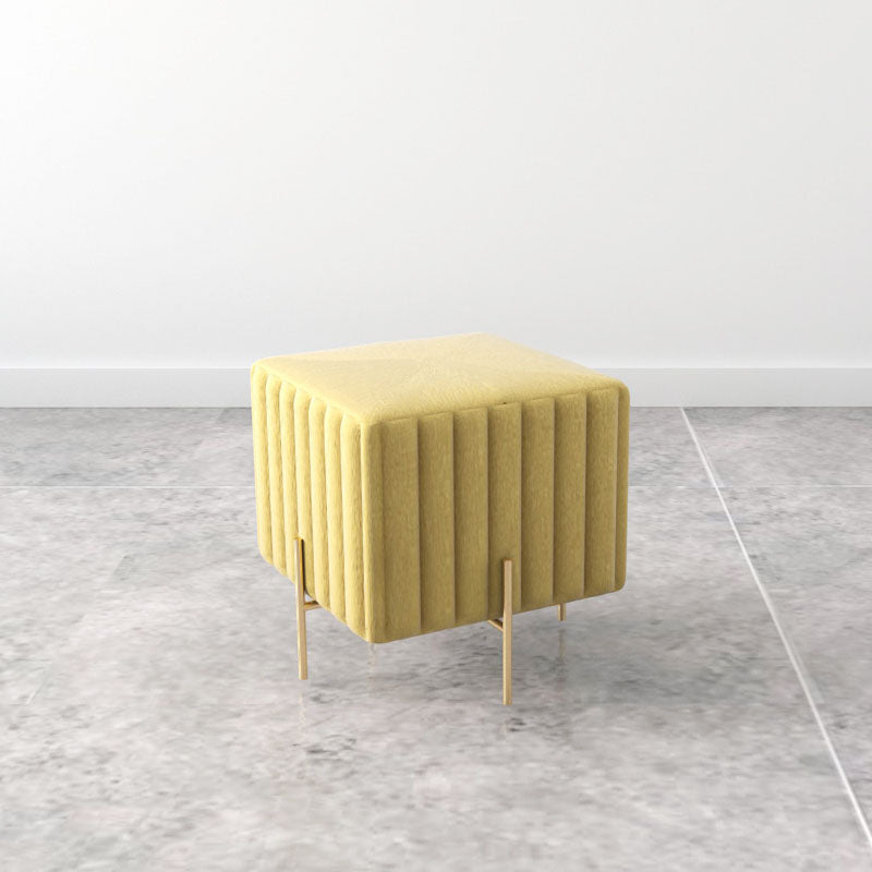 Glam Entryway Bench Cushioned Metal Seating Bench with Metal Legs 16"L x 16"W x 16.5"H Yellow Clearhalo 'Benches' 'Chairs & Seating' 'furn' 'furn_benches' 'Furniture' 'Living Room Furniture' 7259455