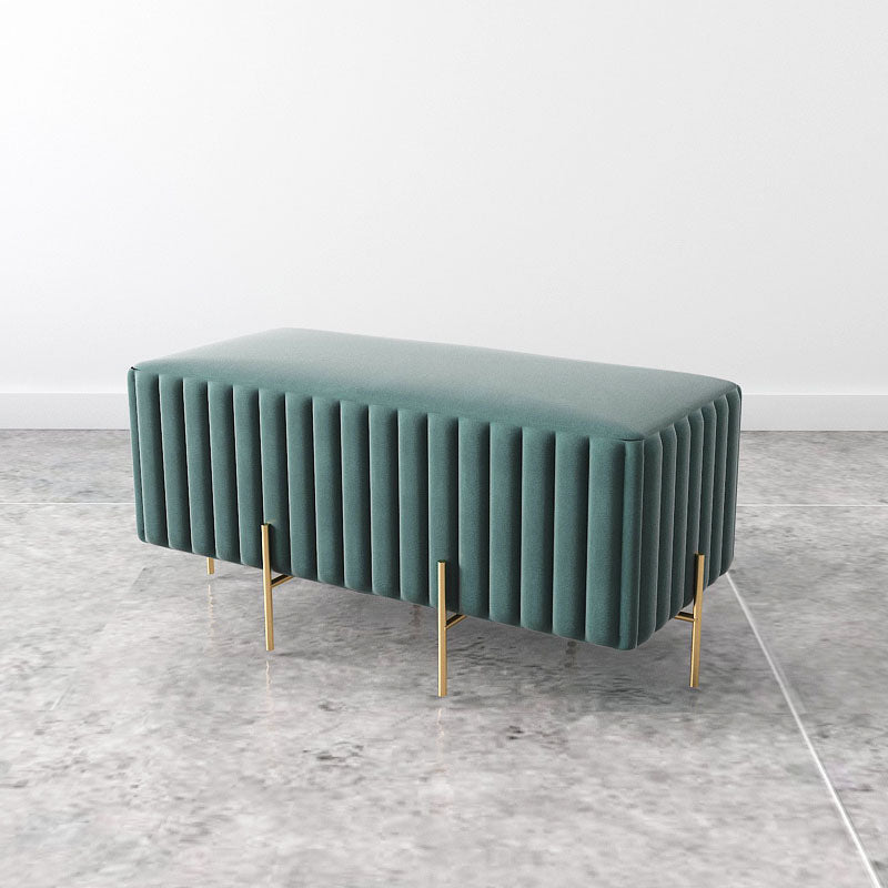Glam Entryway Bench Cushioned Metal Seating Bench with Metal Legs 35"L x 16"W x 17"H Green Clearhalo 'Benches' 'Chairs & Seating' 'furn' 'furn_benches' 'Furniture' 'Living Room Furniture' 7259462