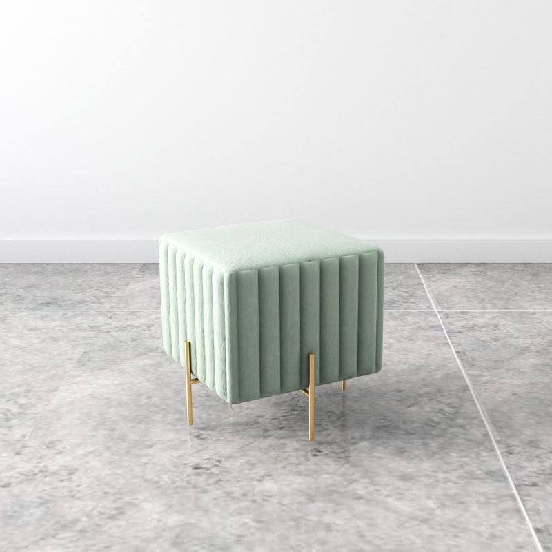 Glam Entryway Bench Cushioned Metal Seating Bench with Metal Legs 16"L x 16"W x 16.5"H Light Green Clearhalo 'Benches' 'Chairs & Seating' 'furn' 'furn_benches' 'Furniture' 'Living Room Furniture' 7259464