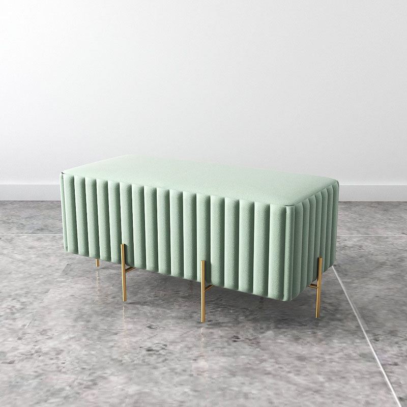 Glam Entryway Bench Cushioned Metal Seating Bench with Metal Legs 35"L x 16"W x 17"H Light Green Clearhalo 'Benches' 'Chairs & Seating' 'furn' 'furn_benches' 'Furniture' 'Living Room Furniture' 7259471