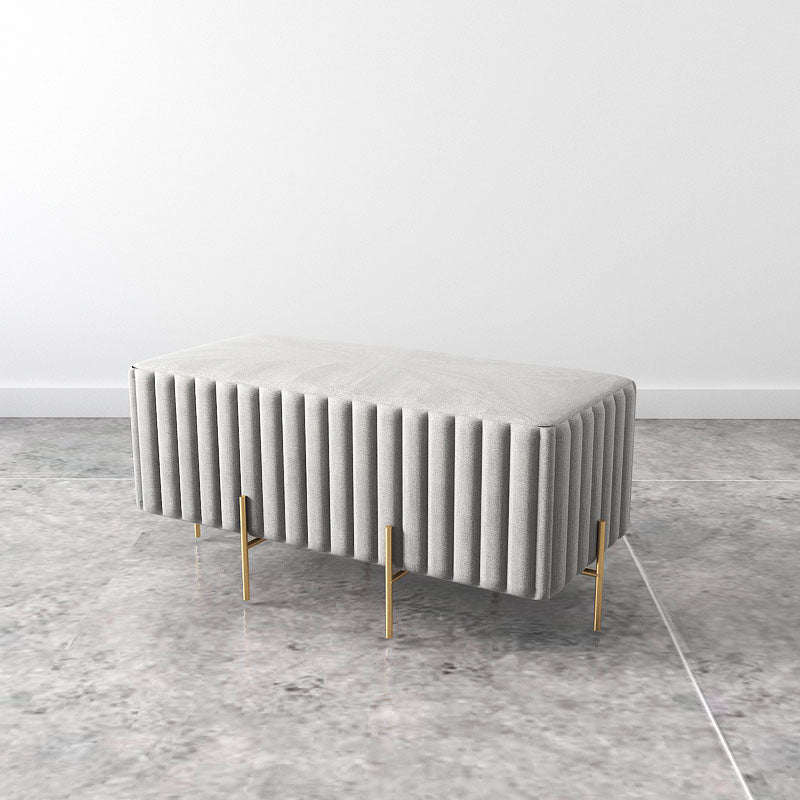 Glam Entryway Bench Cushioned Metal Seating Bench with Metal Legs 35"L x 16"W x 17"H Grey Clearhalo 'Benches' 'Chairs & Seating' 'furn' 'furn_benches' 'Furniture' 'Living Room Furniture' 7259473