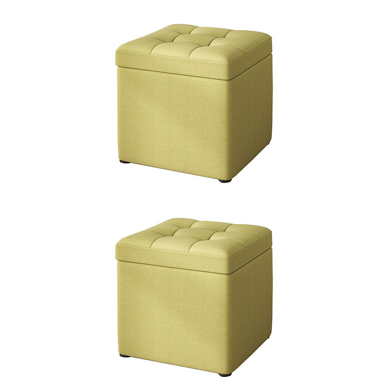 Modern Pouf Ottoman Cotton Upholstered Tufted Solid Color Square Ottoman with Storage Green 2 Piece Set Clearhalo 'furn' 'furn_ottomans_poufs' 'Furniture' 'Living Room Furniture' 'Ottomans & Poufs' 'ottomans_poufs' 7259502
