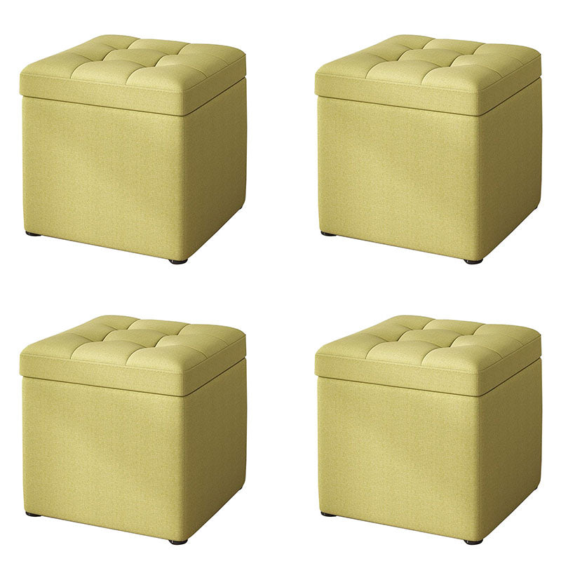 Modern Pouf Ottoman Cotton Upholstered Tufted Solid Color Square Ottoman with Storage Green 4 Piece Set Clearhalo 'furn' 'furn_ottomans_poufs' 'Furniture' 'Living Room Furniture' 'Ottomans & Poufs' 'ottomans_poufs' 7259503