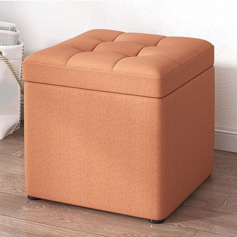 Modern Pouf Ottoman Cotton Upholstered Tufted Solid Color Square Ottoman with Storage Orange 1 Piece Clearhalo 'furn' 'furn_ottomans_poufs' 'Furniture' 'Living Room Furniture' 'Ottomans & Poufs' 'ottomans_poufs' 7259505