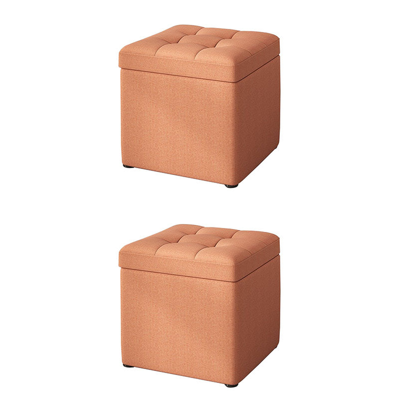 Modern Pouf Ottoman Cotton Upholstered Tufted Solid Color Square Ottoman with Storage Orange 2 Piece Set Clearhalo 'furn' 'furn_ottomans_poufs' 'Furniture' 'Living Room Furniture' 'Ottomans & Poufs' 'ottomans_poufs' 7259507