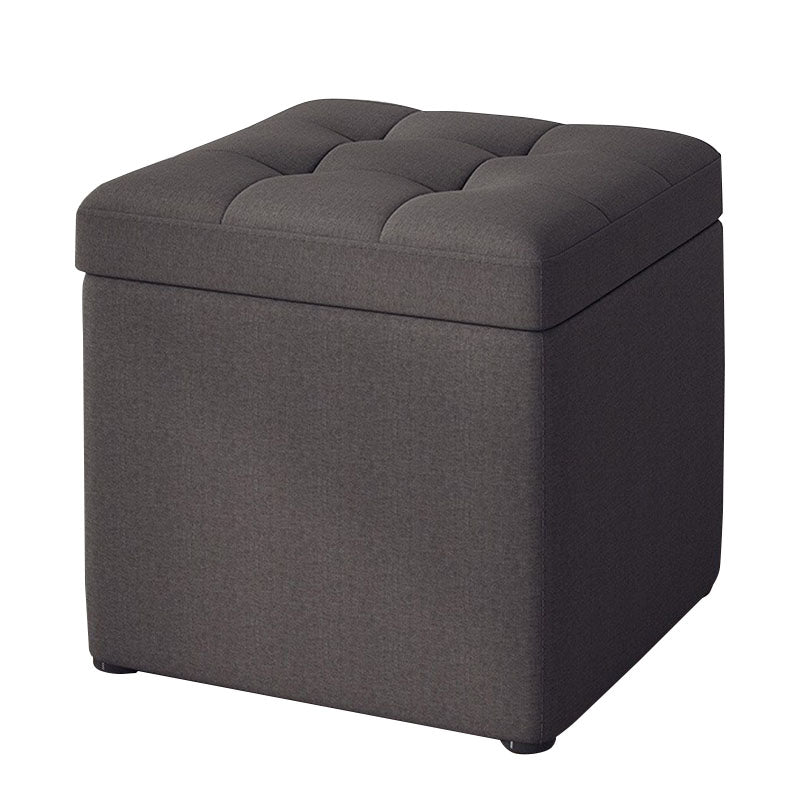 Modern Pouf Ottoman Cotton Upholstered Tufted Solid Color Square Ottoman with Storage Clearhalo 'furn' 'furn_ottomans_poufs' 'Furniture' 'Living Room Furniture' 'Ottomans & Poufs' 'ottomans_poufs' 7259508