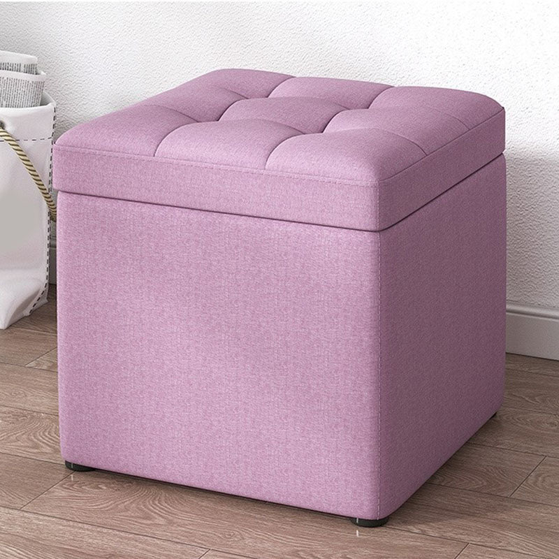 Modern Pouf Ottoman Cotton Upholstered Tufted Solid Color Square Ottoman with Storage Violet 1 Piece Clearhalo 'furn' 'furn_ottomans_poufs' 'Furniture' 'Living Room Furniture' 'Ottomans & Poufs' 'ottomans_poufs' 7259512