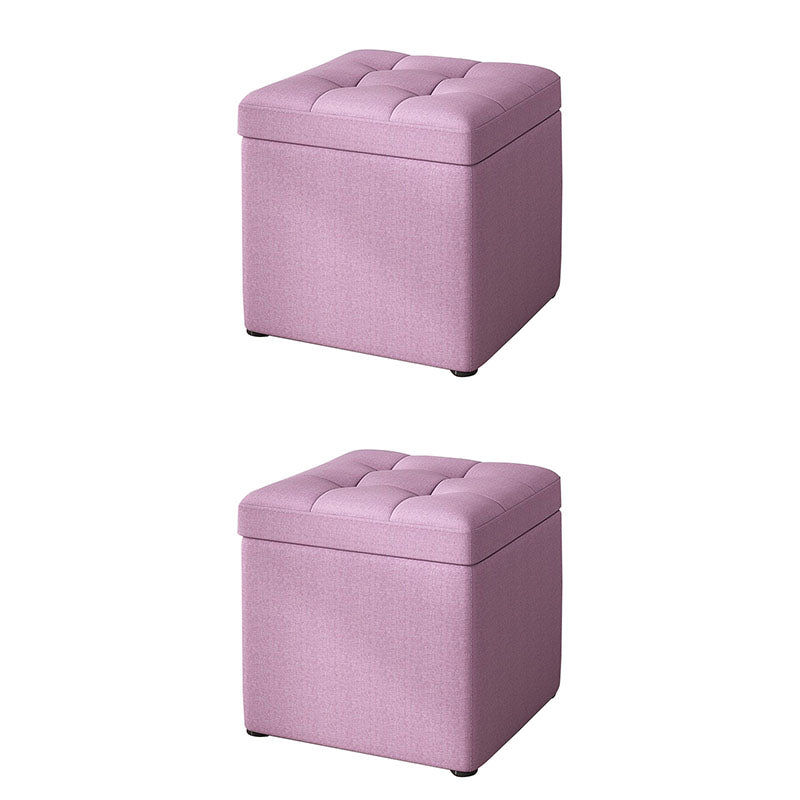Modern Pouf Ottoman Cotton Upholstered Tufted Solid Color Square Ottoman with Storage Violet 2 Piece Set Clearhalo 'furn' 'furn_ottomans_poufs' 'Furniture' 'Living Room Furniture' 'Ottomans & Poufs' 'ottomans_poufs' 7259513