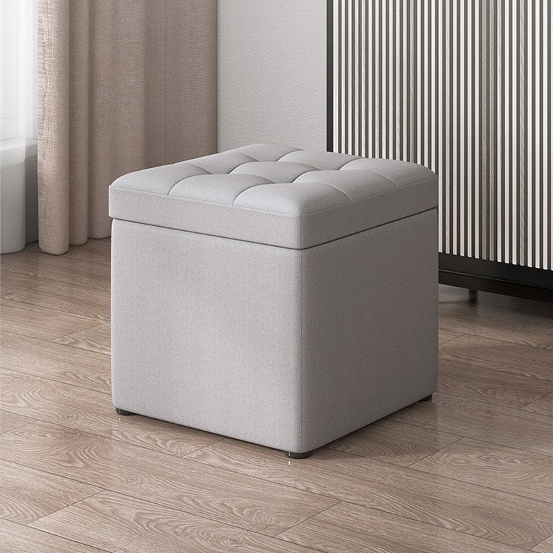 Modern Pouf Ottoman Cotton Upholstered Tufted Solid Color Square Ottoman with Storage Clearhalo 'furn' 'furn_ottomans_poufs' 'Furniture' 'Living Room Furniture' 'Ottomans & Poufs' 'ottomans_poufs' 7259515
