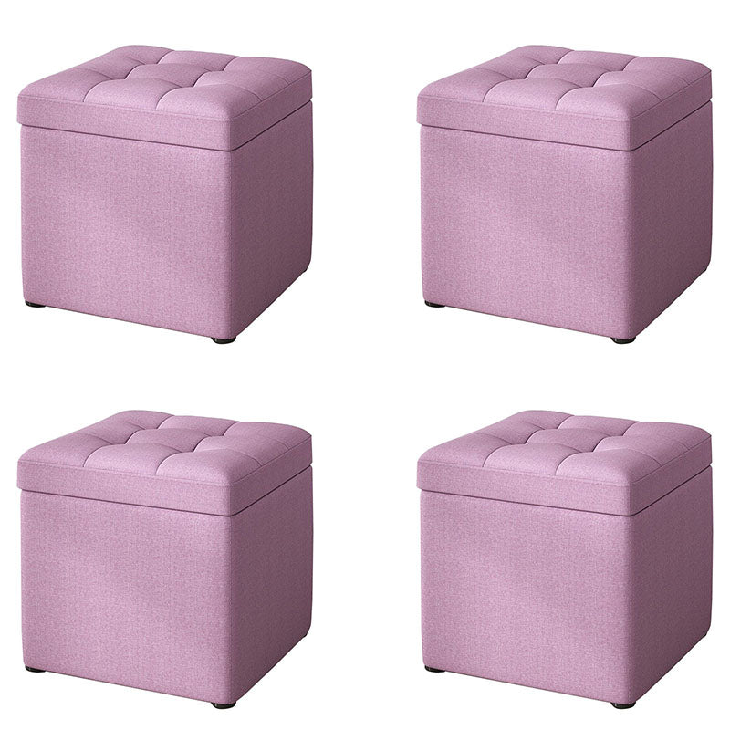 Modern Pouf Ottoman Cotton Upholstered Tufted Solid Color Square Ottoman with Storage Violet 4 Piece Set Clearhalo 'furn' 'furn_ottomans_poufs' 'Furniture' 'Living Room Furniture' 'Ottomans & Poufs' 'ottomans_poufs' 7259516