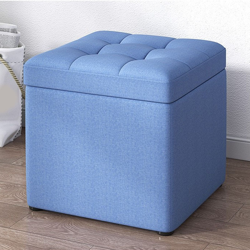 Modern Pouf Ottoman Cotton Upholstered Tufted Solid Color Square Ottoman with Storage Blue 1 Piece Clearhalo 'furn' 'furn_ottomans_poufs' 'Furniture' 'Living Room Furniture' 'Ottomans & Poufs' 'ottomans_poufs' 7259518