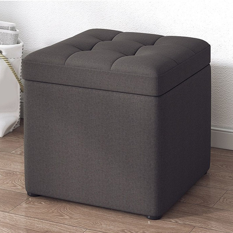Modern Pouf Ottoman Cotton Upholstered Tufted Solid Color Square Ottoman with Storage Dark Gray 1 Piece Clearhalo 'furn' 'furn_ottomans_poufs' 'Furniture' 'Living Room Furniture' 'Ottomans & Poufs' 'ottomans_poufs' 7259527