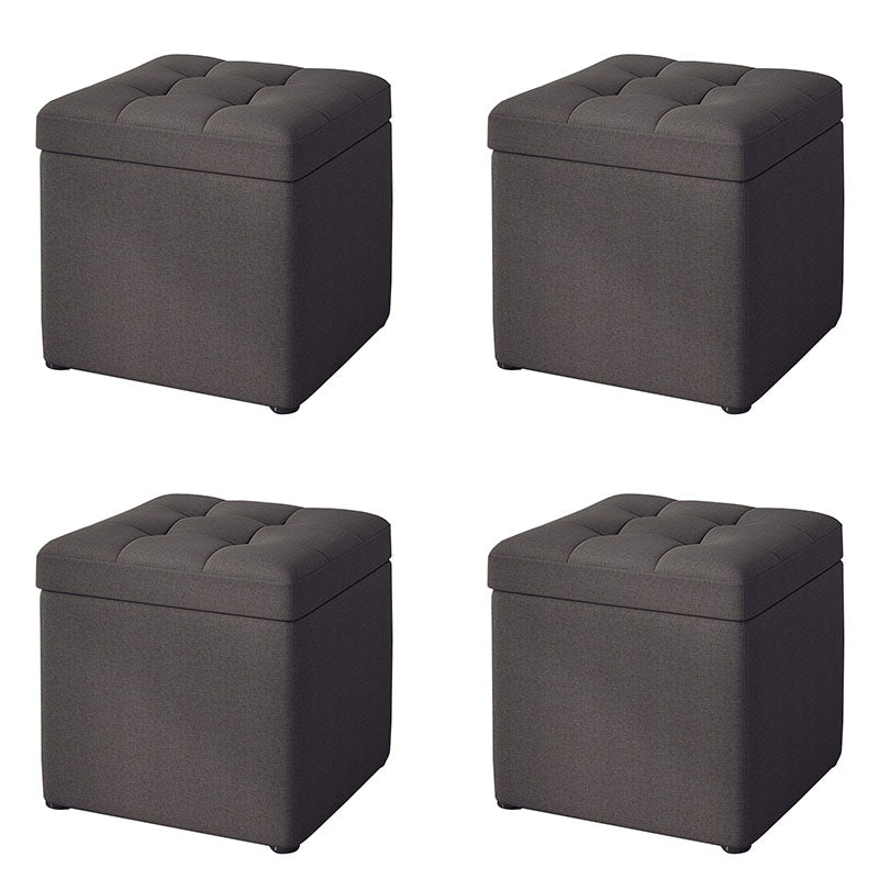 Modern Pouf Ottoman Cotton Upholstered Tufted Solid Color Square Ottoman with Storage Dark Gray 4 Piece Set Clearhalo 'furn' 'furn_ottomans_poufs' 'Furniture' 'Living Room Furniture' 'Ottomans & Poufs' 'ottomans_poufs' 7259529