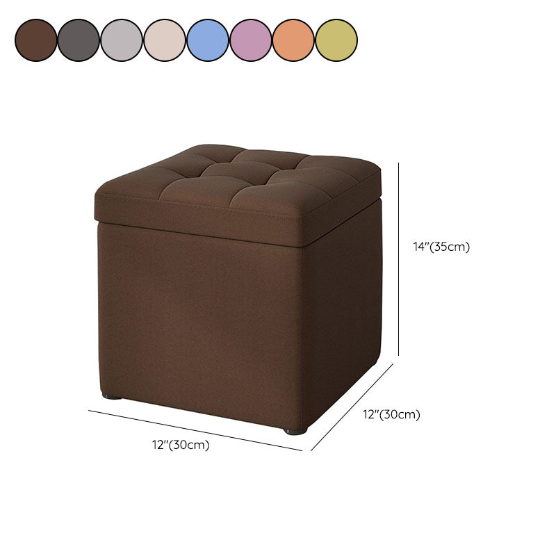 Modern Pouf Ottoman Cotton Upholstered Tufted Solid Color Square Ottoman with Storage Clearhalo 'furn' 'furn_ottomans_poufs' 'Furniture' 'Living Room Furniture' 'Ottomans & Poufs' 'ottomans_poufs' 7259533