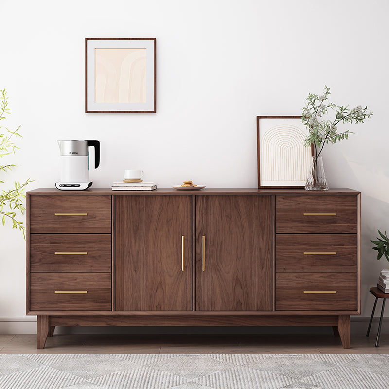 Stegno a buffet di archiviazione in stile glam Sideboard a buffet in legno solido con 6 disegni