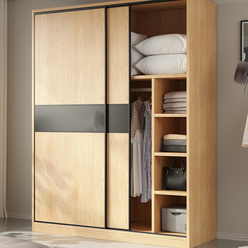 Modern Pine Solid Wood Wardrobe Freestanding Wardrobe with Soft Close Doors Clearhalo 'Armoires & Wardrobes' 'armoires_wardrobes' 'Bedroom Furniture' 'furn' 'furn_armoires_wardrobes' 'Furniture' 7261006