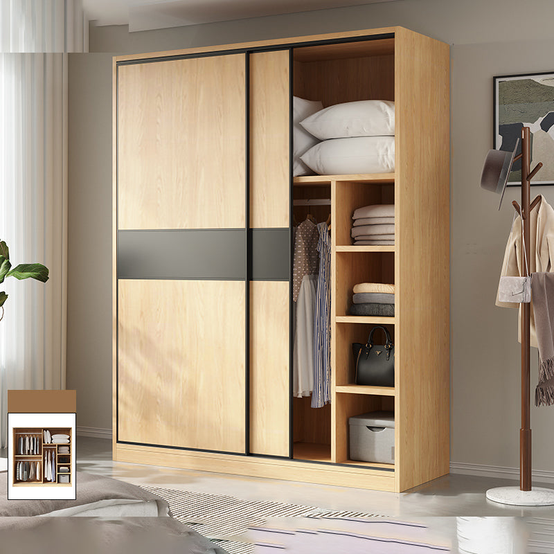 Modern Pine Solid Wood Wardrobe Freestanding Wardrobe with Soft Close Doors Armoire Clearhalo 'Armoires & Wardrobes' 'armoires_wardrobes' 'Bedroom Furniture' 'furn' 'furn_armoires_wardrobes' 'Furniture' 7261007