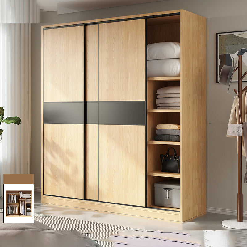 Modern Pine Solid Wood Wardrobe Freestanding Wardrobe with Soft Close Doors Armoire Clearhalo 'Armoires & Wardrobes' 'armoires_wardrobes' 'Bedroom Furniture' 'furn' 'furn_armoires_wardrobes' 'Furniture' 7261008