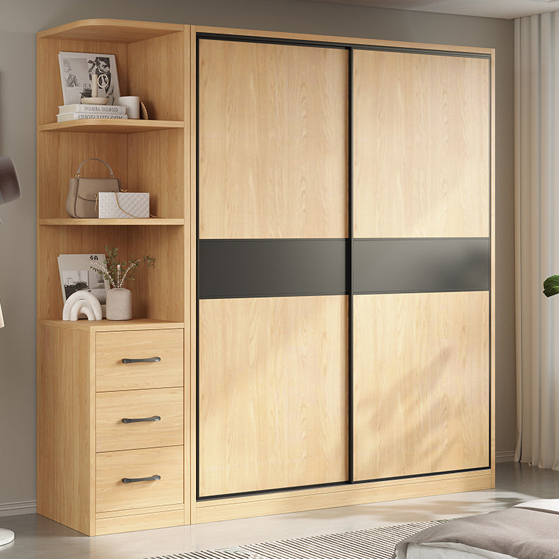 Modern Pine Solid Wood Wardrobe Freestanding Wardrobe with Soft Close Doors Clearhalo 'Armoires & Wardrobes' 'armoires_wardrobes' 'Bedroom Furniture' 'furn' 'furn_armoires_wardrobes' 'Furniture' 7261009