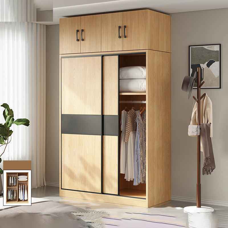 Modern Pine Solid Wood Wardrobe Freestanding Wardrobe with Soft Close Doors Armoire with Top Cabinet 47"L x 20"W x 79"H Clearhalo 'Armoires & Wardrobes' 'armoires_wardrobes' 'Bedroom Furniture' 'furn' 'furn_armoires_wardrobes' 'Furniture' 7261012