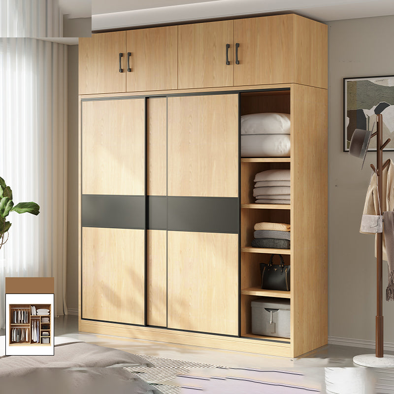 Modern Pine Solid Wood Wardrobe Freestanding Wardrobe with Soft Close Doors Armoire with Top Cabinet Clearhalo 'Armoires & Wardrobes' 'armoires_wardrobes' 'Bedroom Furniture' 'furn' 'furn_armoires_wardrobes' 'Furniture' 7261017