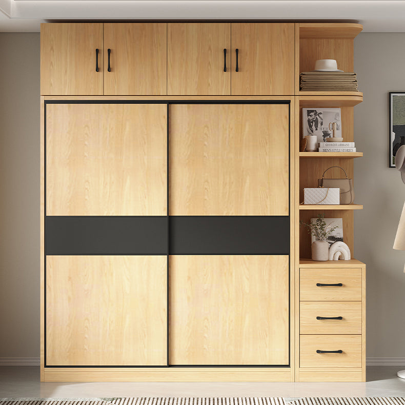 Modern Pine Solid Wood Wardrobe Freestanding Wardrobe with Soft Close Doors Clearhalo 'Armoires & Wardrobes' 'armoires_wardrobes' 'Bedroom Furniture' 'furn' 'furn_armoires_wardrobes' 'Furniture' 7261020