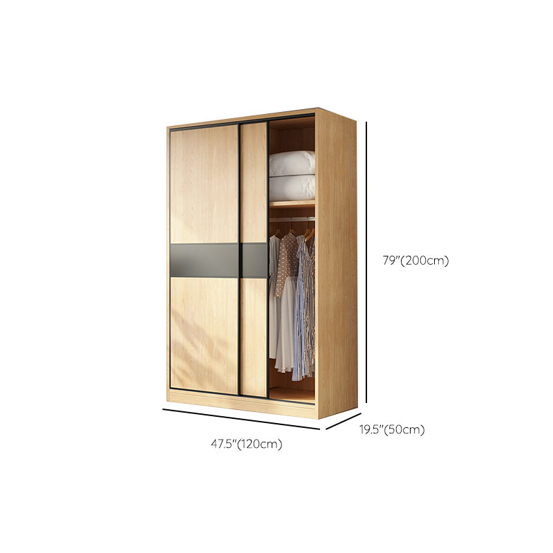 Modern Pine Solid Wood Wardrobe Freestanding Wardrobe with Soft Close Doors Clearhalo 'Armoires & Wardrobes' 'armoires_wardrobes' 'Bedroom Furniture' 'furn' 'furn_armoires_wardrobes' 'Furniture' 7261029