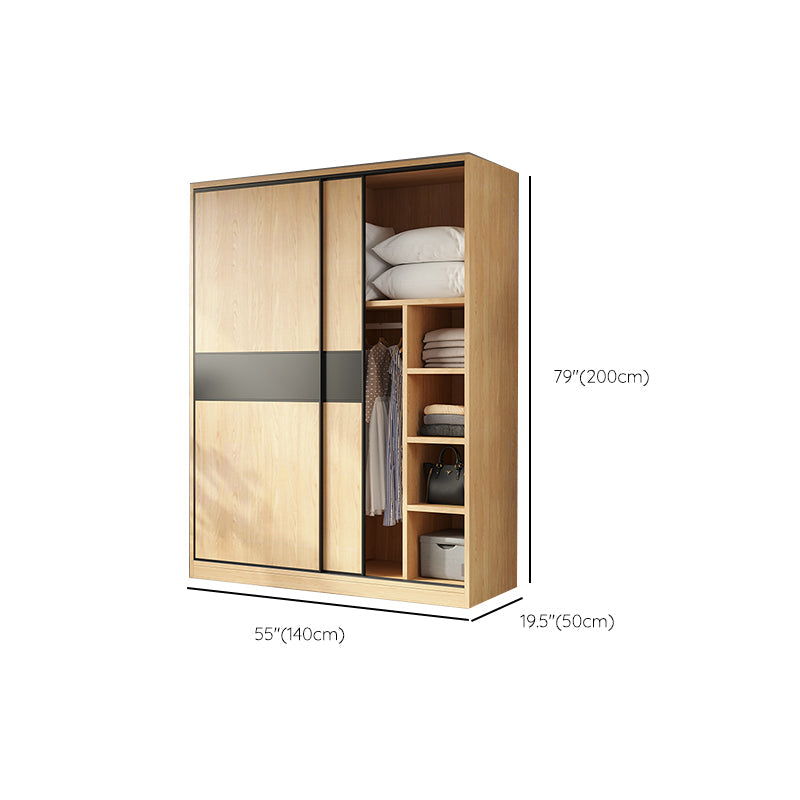 Modern Pine Solid Wood Wardrobe Freestanding Wardrobe with Soft Close Doors Clearhalo 'Armoires & Wardrobes' 'armoires_wardrobes' 'Bedroom Furniture' 'furn' 'furn_armoires_wardrobes' 'Furniture' 7261030