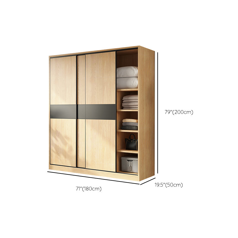 Modern Pine Solid Wood Wardrobe Freestanding Wardrobe with Soft Close Doors Clearhalo 'Armoires & Wardrobes' 'armoires_wardrobes' 'Bedroom Furniture' 'furn' 'furn_armoires_wardrobes' 'Furniture' 7261032