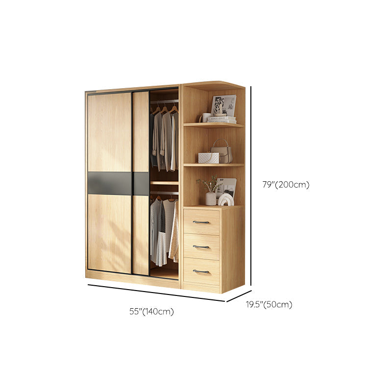 Modern Pine Solid Wood Wardrobe Freestanding Wardrobe with Soft Close Doors Clearhalo 'Armoires & Wardrobes' 'armoires_wardrobes' 'Bedroom Furniture' 'furn' 'furn_armoires_wardrobes' 'Furniture' 7261034