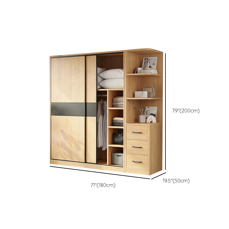 Modern Pine Solid Wood Wardrobe Freestanding Wardrobe with Soft Close Doors Clearhalo 'Armoires & Wardrobes' 'armoires_wardrobes' 'Bedroom Furniture' 'furn' 'furn_armoires_wardrobes' 'Furniture' 7261036