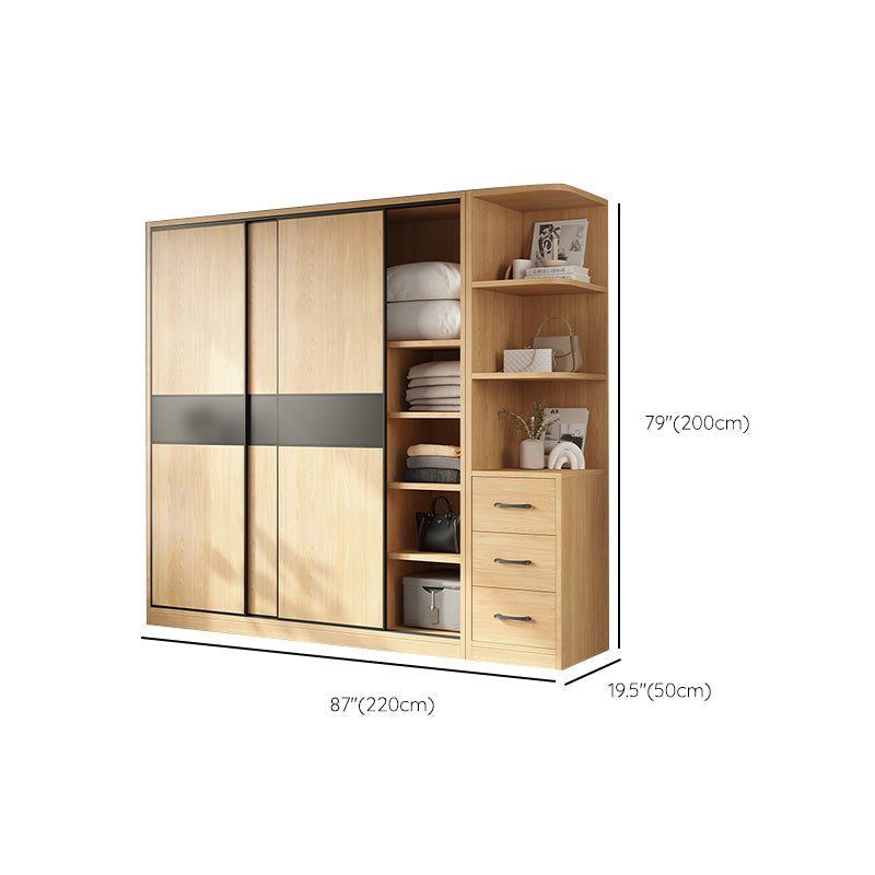 Modern Pine Solid Wood Wardrobe Freestanding Wardrobe with Soft Close Doors Clearhalo 'Armoires & Wardrobes' 'armoires_wardrobes' 'Bedroom Furniture' 'furn' 'furn_armoires_wardrobes' 'Furniture' 7261038