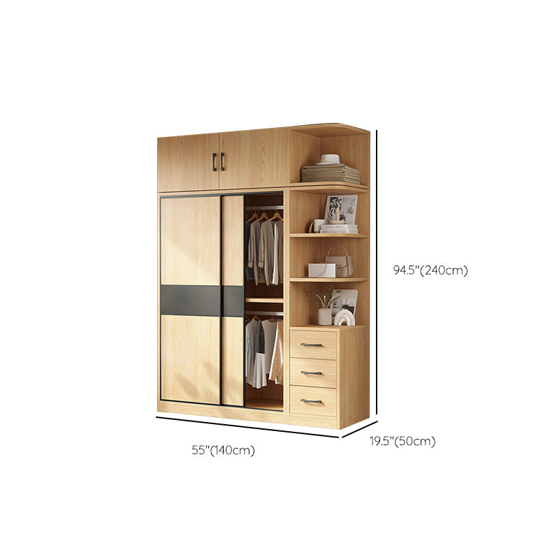 Modern Pine Solid Wood Wardrobe Freestanding Wardrobe with Soft Close Doors Clearhalo 'Armoires & Wardrobes' 'armoires_wardrobes' 'Bedroom Furniture' 'furn' 'furn_armoires_wardrobes' 'Furniture' 7261046