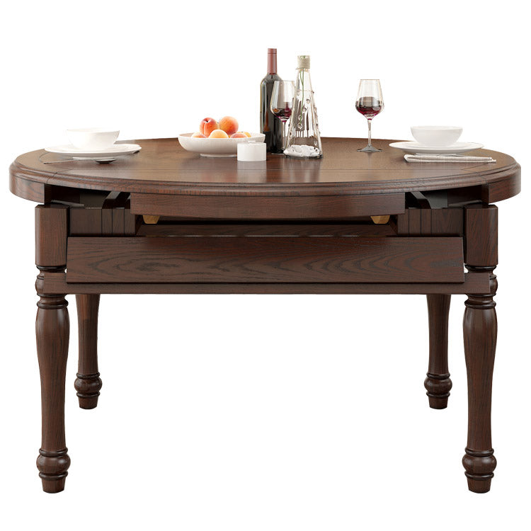 Mid-Century Modern Round Kitchen Dinner Table Solid Wood 4 Legs Dining Table