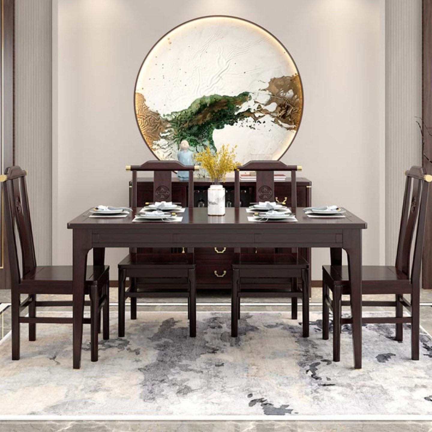 Rectangle Counter Dining Table Traditional Dinner Room Kitchen Table Clearhalo 'Dining Tables & Seating' 'Dining Tables' 'dining_table' 'furn' 'furn_dining_table' 'Furniture' 'Kitchen & Dining Furniture' 7261173