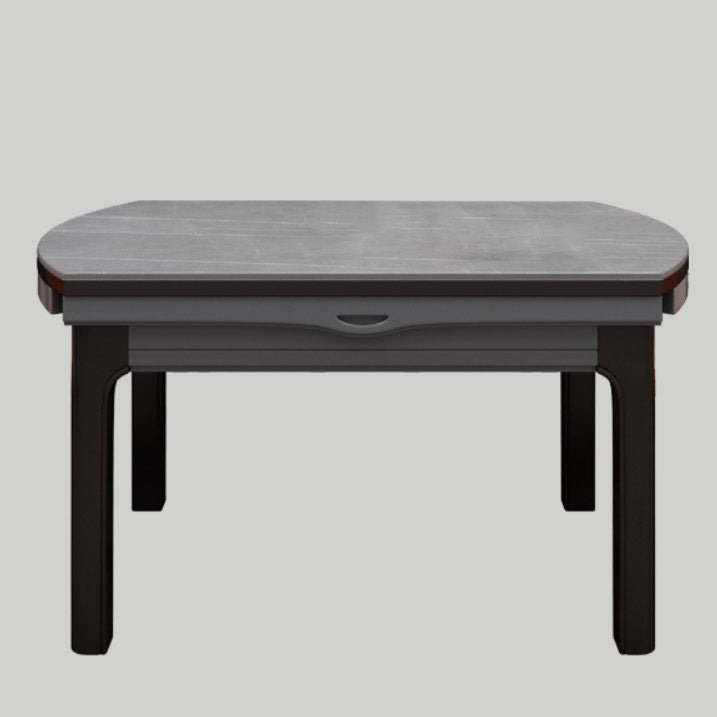 Tavolo da pranzo moderno rotondo in pietra con base in legno di gomma per sala da pranzo